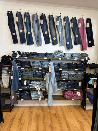 Large selection of women’s denim with a variety of styles, washes and fits